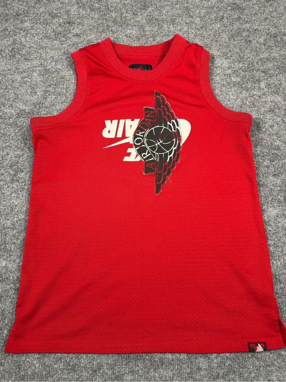 Jordan Red Sleeveless Mesh Basketball Tank with Graphic Logo